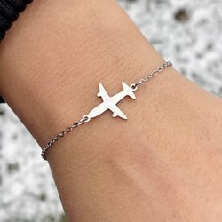 Airplane charm bracelet, Stainless steel jewelry