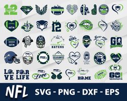 Seattle Seahawks Bundle SVG, Seattle Seahawks SVG, NFL SVG, Sport SVG.