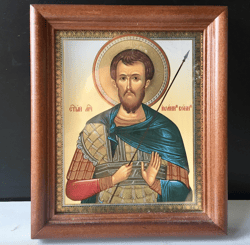 Saint John, Soldier Martyr, Holy Martyr | In wooden frame with glass | Lithography icon | Size: 6" x 5"