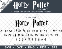 Harry Potter 6 Font Bundle and 2 Logos SVG EPS DXF PDF PNG Clip Art Fonts File