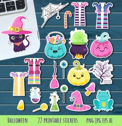 Halloween stickers, Printable stickers designs, Instant Download, Digital Download