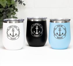 Personalized boat captain tumbler Boat gift Captain First mate Crew tumblers Boat accessories Nautical mugs Custom cup