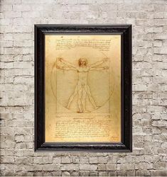 Vitruvian Man. Vitruve Luc Viatour. Leonardo da Vinci. Famous art reproduction. 369.