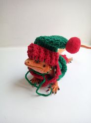 Elf bearded dragon costume, Elf hat and sweater for small pet