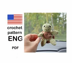 turtle car charm easy crochet pattern, tortoise PDF crochet pattern, download crochet turtle pattern Mothers day gift