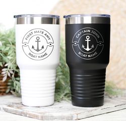 Personalized boat captain tumbler Boat name Boat accessories Captain First mate tumblers Nautical tumbler Nautical gift