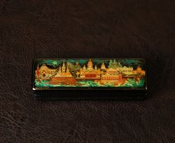 St Petersburg lacquer box hand painted vintage panorama