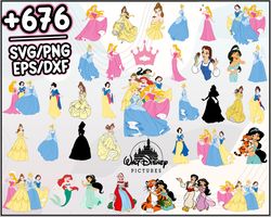 Princess Bundle SVG, Princess SVG, Cartoon SVG PNG DXF EPS File