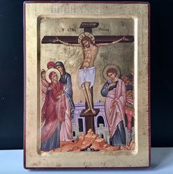 The crucifixion of Jesus Christ | High Quality Serigraph icon on wood | Size: 12" x 9,5"