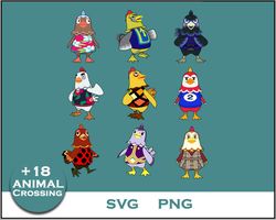 Chicken Animal Crossing Bundle SVG, Chicken SVG, Cartoon SVG Digital File