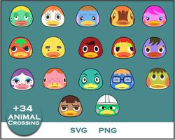 Duck Animal Crossing Bundle SVG, Duck SVG, Cartoon SVG Digital File