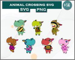 Hippo Bundle Animal Crossing SVG, Hippo SVG, Cartoon SVG Digital File