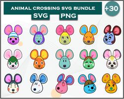 Mouse Bundle SVG, Mouse SVG, Animal Crossing SVG, Cartoon SVG Digital File
