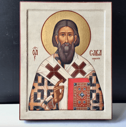 Saint Sava of Serbia | High quality Serigraph icon on wood | Vintage icon | Size: 7" x 5,5"