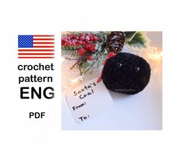 lump of coal funny gift, easy crochet pattern gift Christmas stocking, Santa lump of coal funny gag gift DIY xmas crafts