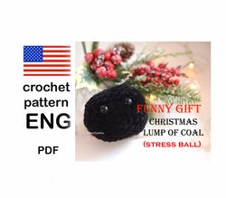 DIY Christmas funny gift for husband stress ball gift, easy crochet lump of coal pattern for Xmas gag gift for naughty