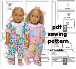 Sewing pattern for American girl doll, overalls for doll, American girl doll clothes, American girl overalls pdf pattern