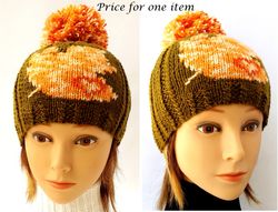 Handmade Hat, Knitted Pompom Beanie, Spring Fashion Kids, Teenager Pom Pom Hat, Unisex Knit Hats, Adult Fall Cap