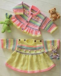 Digital | Crochet cardigan and dress for girls | Knit children's jersey | Knitting for children | PDF