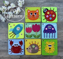 Felt Lacing Cards PDF Pattern, Learning toy for kids Felt Pattern, Lacing toy