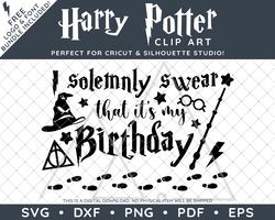 Harry Potter Clip Art Design SVG DXF PNG PDF - I Solemnly Swear Birthday Designs & FREE Font!