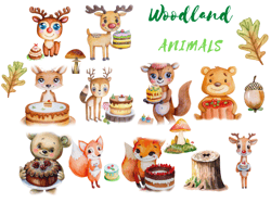 Woodland animals watercolor Png Clipart