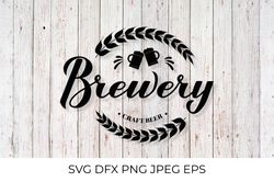 Brewery calligraphy hand lettering SVG. Round label