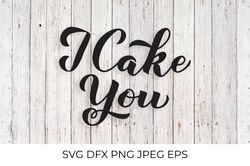 I Cake You calligraphy lettering. Cake day quote SVG