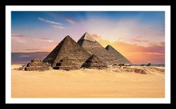 Egypt Pyramid Art Print Framed Under Glass Wooden Frame 40X30 Cm For Home And Office Decor