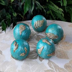 turquoise decorative balls for bowl, balls ornament, gift for home, vase filler balls, balls for table decor