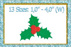 Christmas Holly embroidery design