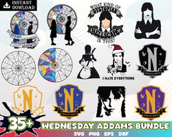 Wednesday Addams svg, Addams Family svg file, Netflix series bundle, Wednesday svg png eps dxf