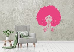 Afro Girl Sticker, Hairstyle, Wall Sticker Vinyl Decal Mural Art Decor