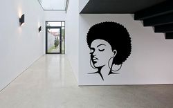 afro girl sticker, hairstyle, wall sticker vinyl decal mural art decor