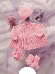 Digital | Crochet coat, hat, booties, mittens for girls | Knit children's jersey | Knitting for babies | Knitwear | PDF