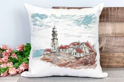 Lighthouse cross stitch pattern PDF Sea cross-stitch Instant download Embroidery design Birthday gift Beginner needlepoi