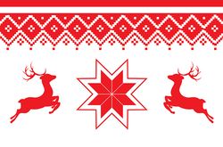 Red nordic pattern with deer