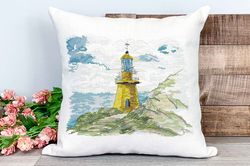 Lighthouse gifts cross stitch pattern PDF Sea Embroidery design Birthday gift Beginner needlepoint chart