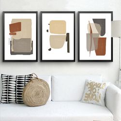 Geometric Print Set Of 3 Posters Abstract Modern Art 3 Piece Prints Printable Wall Art Diy Home Decor Large Triptych
