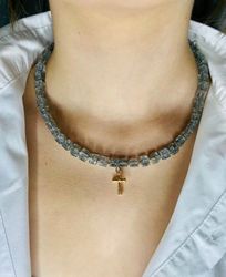 Grey ice-stone necklace