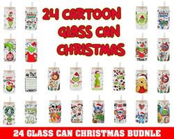 Mega Cartoons Christmas 16oz Libbey Can Glass Wrap, Stitch Christmas, Grinch Png, Flash Download High Quality