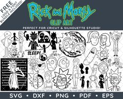 Rick and Morty Mega Clip Art Bundle SVG DXF PNG PDF - Over 40 Unique Designs Bundle Plus FREE Logo & Fonts!