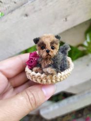 Miniature realistic Yorkshire Terrier ooak yorkie puppy doll pet friend custom dog dollhouse miniature handmade mini toy