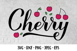 Cherry SVG calligraphy lettering and hand drawn berries