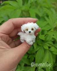 Miniature realistic maltese dog minitoy ooak puppy pet friend for doll custom dog figurine dollhouse miniatures handmade
