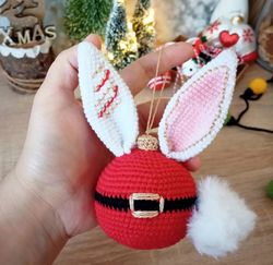 Amigurumi christmas balls, crochet cute bunny, crochet pattern christmas tree toys, Crochet pattern santa bunny