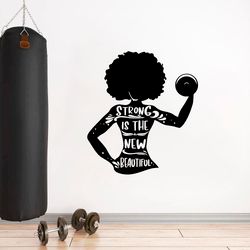 African Girl Workout Bodybuilder Gym Fitness Crossfit Coach Sport Muscles Wall Sticker Vinyl Decal Mural Art Decor
