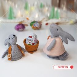 Bunny Christmas Candy Box Felt Pattern , Animals ornaments , Stocking Stuffers , Advent Box , Bunny Egg Holder Pattern