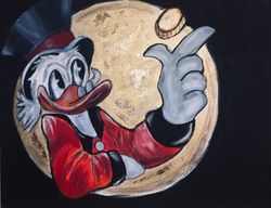 Scrooge McDuck Painting Pop Art Original Art Acrylic Painting Scrooge McDuck Street Art for Home or Office Wall Decor Go