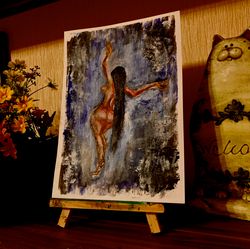 Sexy Girl Painting , Acrylic Wall Art , Abstract Art , Erotic Picture on Paper, Nude Art, Dancing Woman, Ukraine Shop
